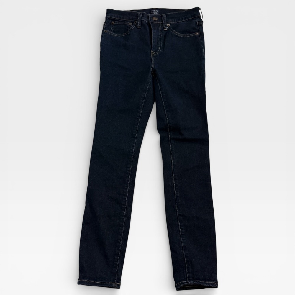 J.Crew Factory 9" Mid-Rise Skinny Denim Blue Jeans Dark Wash Stretch Ankle Sz 25
